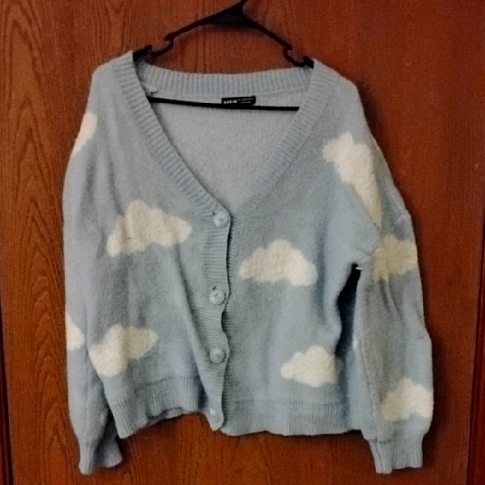 Blue Cloud Pattern Cardigan